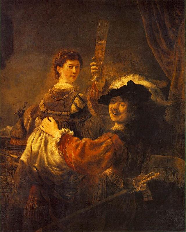 REMBRANDT Harmenszoon van Rijn Rembrandt and Saskia in the Scene of the Prodigal Son in the Tavern dh china oil painting image